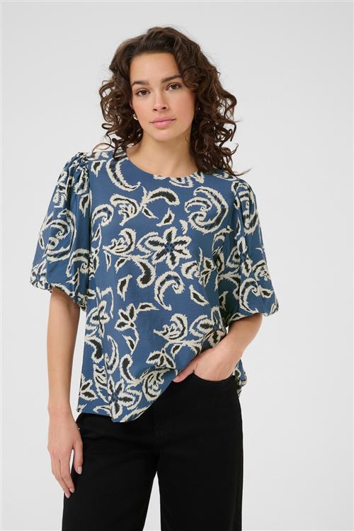 Kaffe Bluse 'Dahlia'  dueblå / mørkeblå / gul