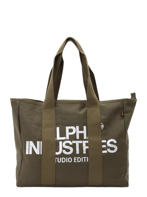 ALPHA INDUSTRIES Shopper 'Studio'  oliven / hvid