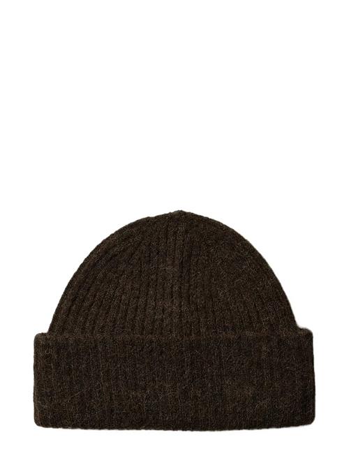 Slflulu Wool Blend Knit Beanie Noos Selected Brown
