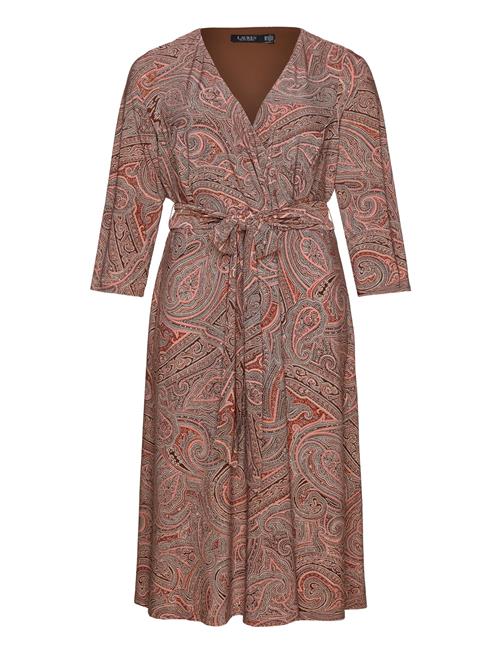 Paisley Surplice Stretch Jersey Dress Lauren Women Brown