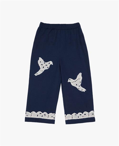 Sissel Edelbo Oda MINI Bukser Beige Navy Birds  Navy Birds 7-8 Y  Marineblå  7-8 år  kvinde