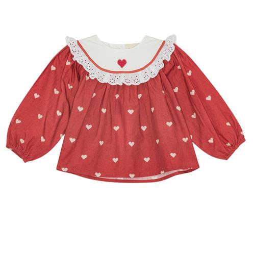 Flöss Ellen Bluse Poppy Red/soft White  Poppy Red/Soft White-86 cm  Rød  86 cm  kvinde