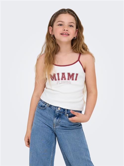 Se ONLY KIDS Kort Strop Top Vikka Bright White Ruby Wine MIAMI hos SmartKidz