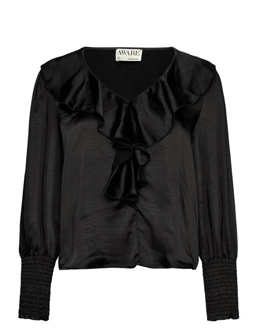 Awbea Ls V-Neck Frill Blouse Vero Moda Black