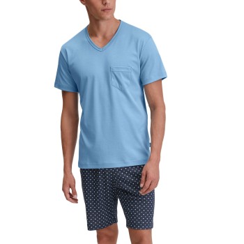 Calida Relax Streamline Short Pyjama Lyseblå bomuld XX-Large Herre