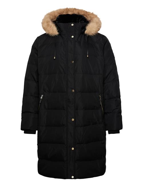 Faux-Fur-Trim Hooded Down Coat Lauren Women Black