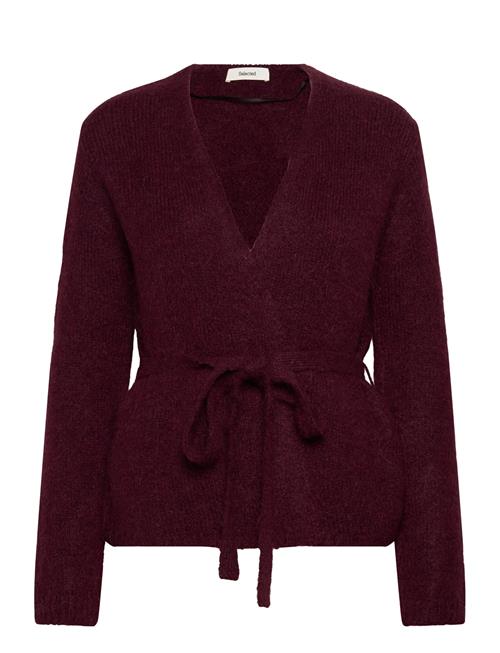 Slfgabella Ls Knit Belt Cardigan Selected Burgundy