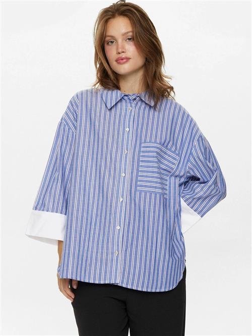 NÜMPH Bluse 'NUALLISON'  blå / grå / hvid