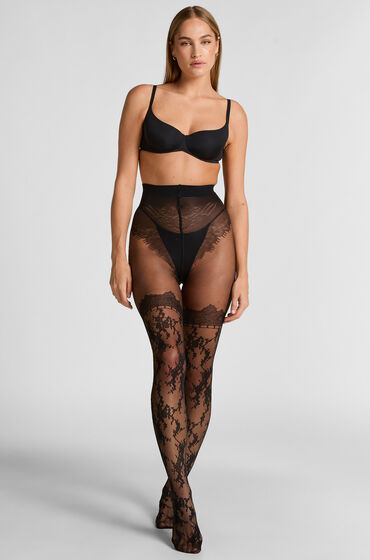 Hunkemöller Strømpebukser 2 Denier Lace sort