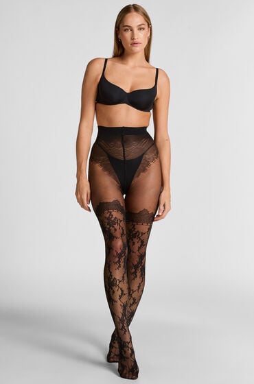 Hunkemöller Strømpebukser 20 Denier Lace sort