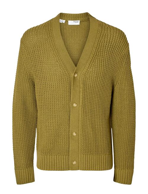 Slhdereck Ls Knit Struc Relaxed Cardigan Selected Khaki