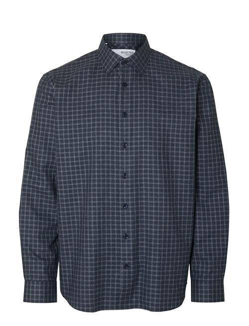 Slhreg-Leo Heather Shirt Ls Noos Selected Navy