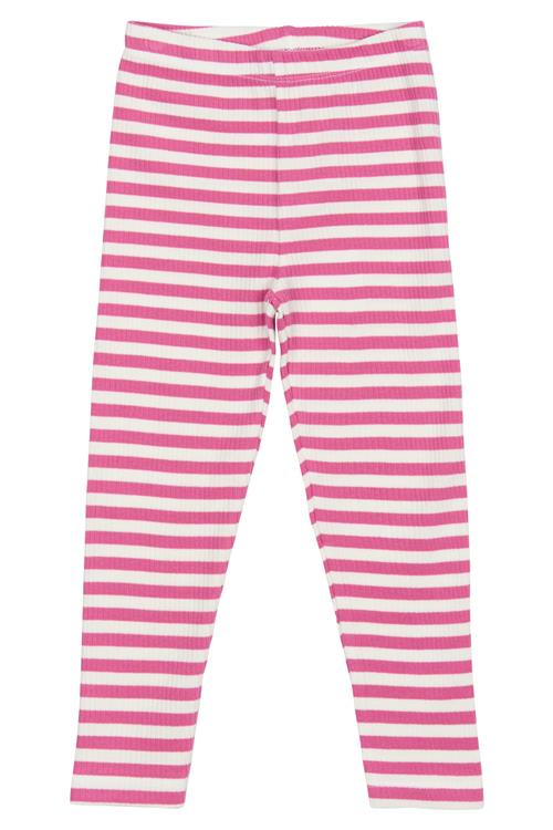 The New Siblings GOTS Fro Rib-leggings Ibis Rose Striped  Ibis Rose Striped 98 cm  Lyserød  98 cm  unisex