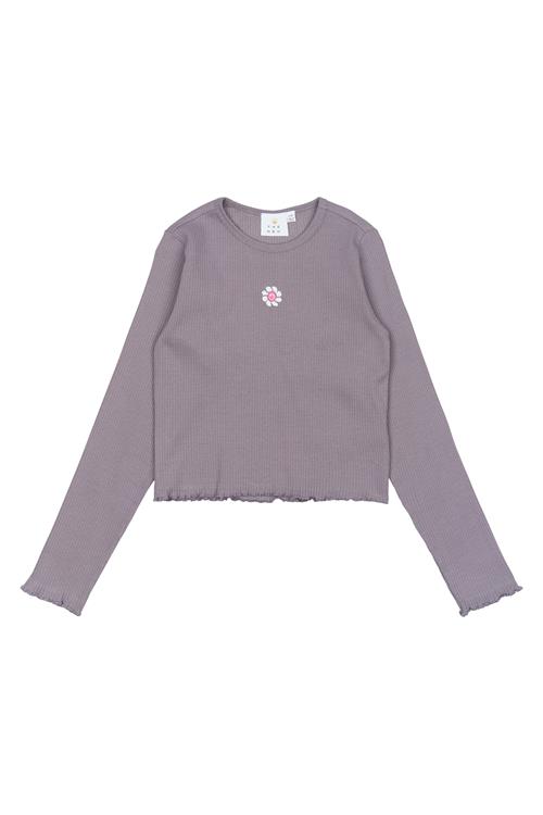 The New TNPerrin Short L_S Rib Tee Gray Ridge Gray Ridge 9-10 Y  Lilla  9-10 år  kvinde