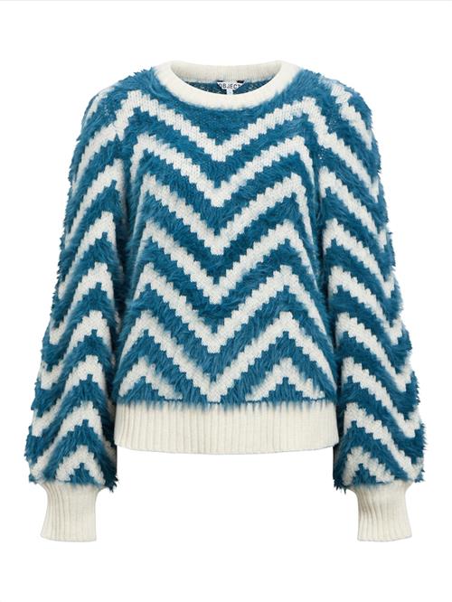 OBJECT Pullover 'OBJHOLLOW'  cyanblå / hvid