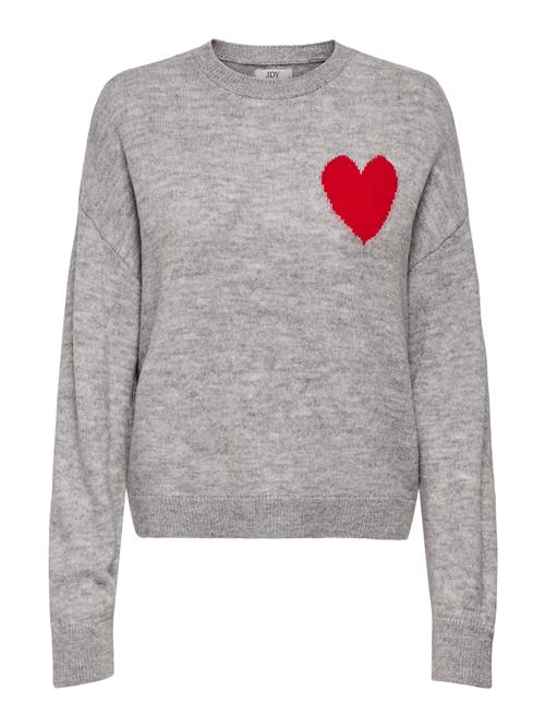 JDY Pullover  grå-meleret / rød