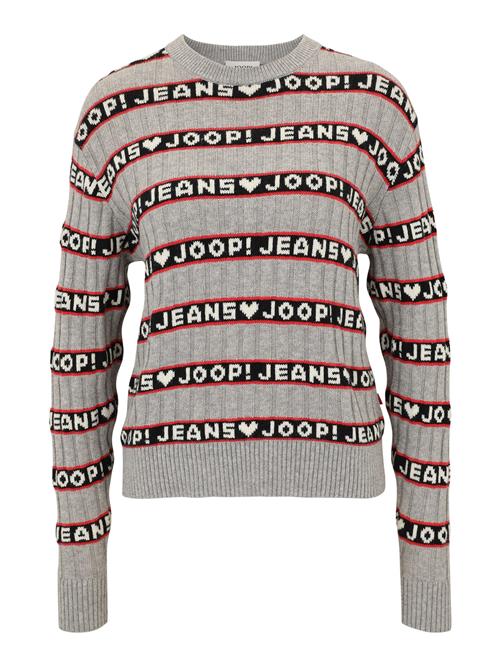 JOOP! Jeans Pullover 'Karen'  mudderfarvet / cranberry / sort / uldhvid