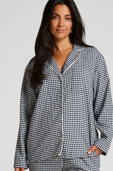 Hunkemöller Pyjamastop Flonel Essentials Blå