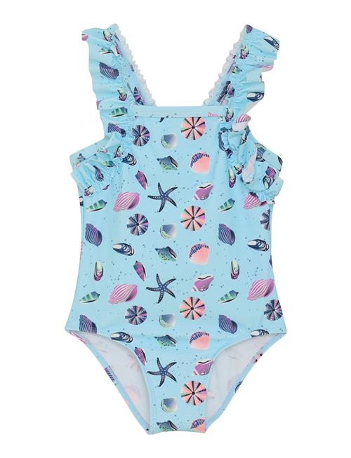 Swimsuit W. Frills, Aop Color Kids Blue