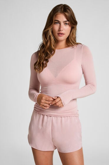 Se Hunkemöller super soft bådhals bluse med cashmere pink ved Hunkemøller