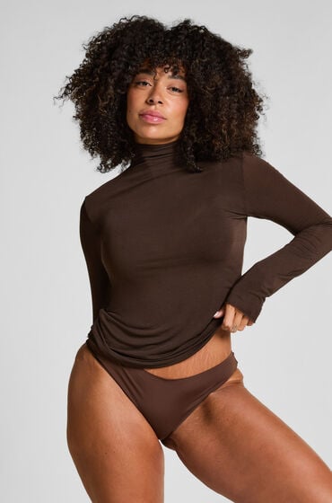 Hunkemöller super soft rullekrave bluse med cashmere Brown