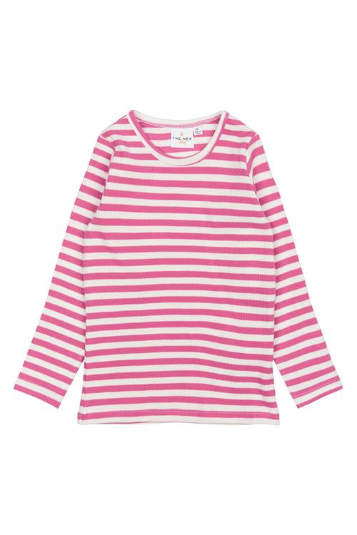 The New Siblings GOTS Fro Rib T-shirt Med Lange Ærmer Ibis Rose Striped  Ibis Rose Striped 80 cm  Lyserød  80 cm  unisex