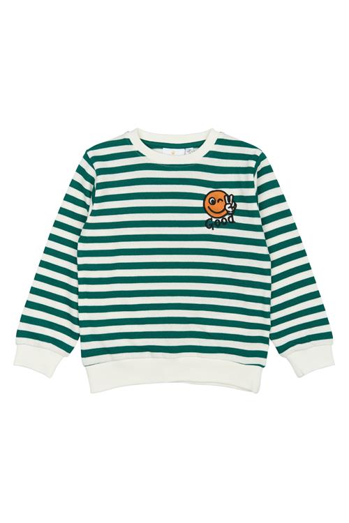 The New Siblings GOTS Per Sweatshirt Alpine Green Striped  Alpine Green Striped 92 cm  Grøn  92 cm  mand