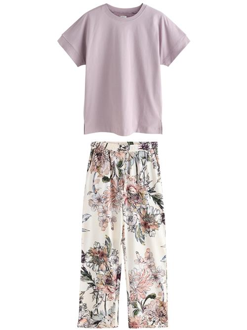 Next Pyjamas  ecru / mørkegrøn / lilla / pastelorange