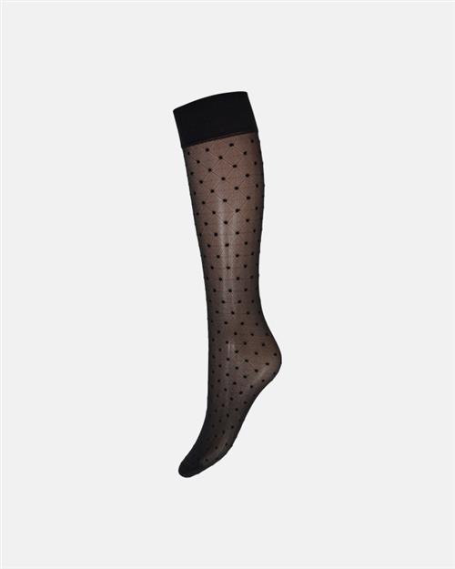 Knælang strømpe ´dots´ | 20 denier | Sort