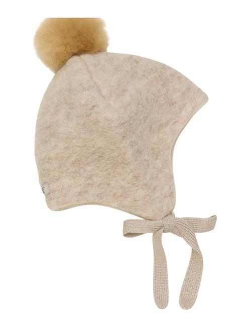 Bonnet Wool Alpaca Pompom Huttelihut Beige