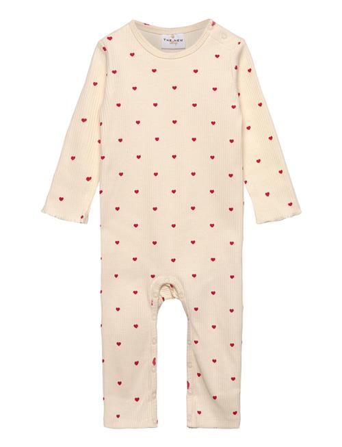 Tnsbholiday L_S Heart Rib Jumpsuit The New Cream