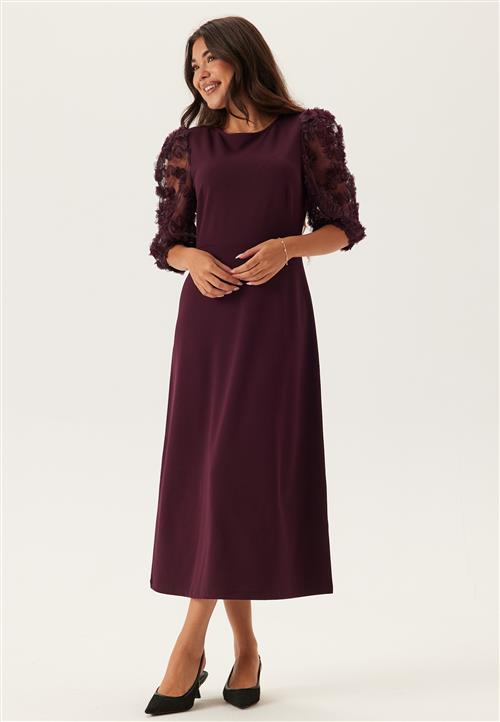 Happy Holly 3D Floral Sleeve Midi Dress