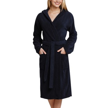 Schiesser Essentials Bathrobe With Hood Marineblå bomuld X-Large Dame