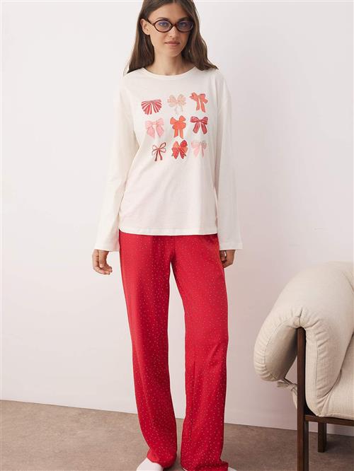 Trendyol Pyjamas  lyserød / cranberry / hvid