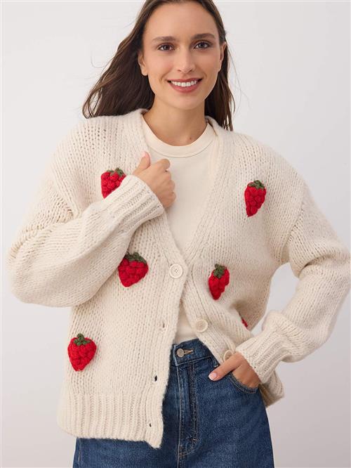 Trendyol Cardigan  stone / grøn / rød