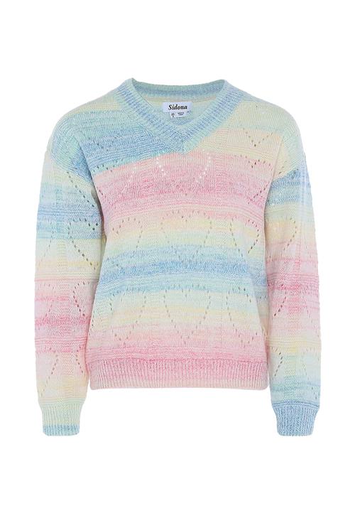 Sidona Pullover  turkis / lysegul / lyserød