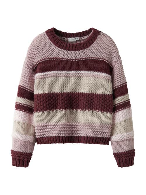 NAME IT Pullover 'NKFOLINE'  beige / burgunder / pastelrød