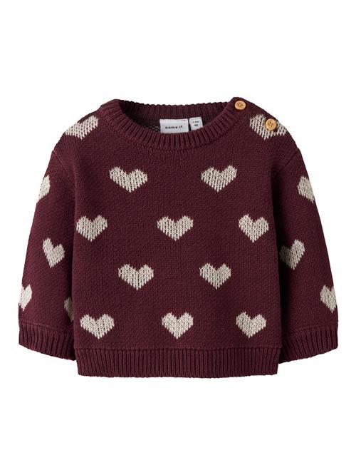 Se NAME IT Striktrøje Oana Burgundy Peyote Heart hos SmartKidz