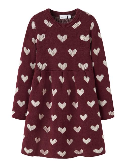 NAME IT Strik Kjole Oana Burgundy Peyote Heart