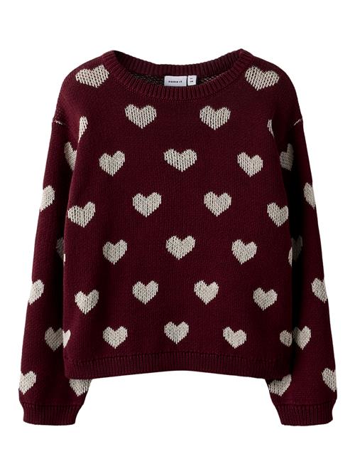 NAME IT Striktrøje Oana Burgundy Peyote Heart