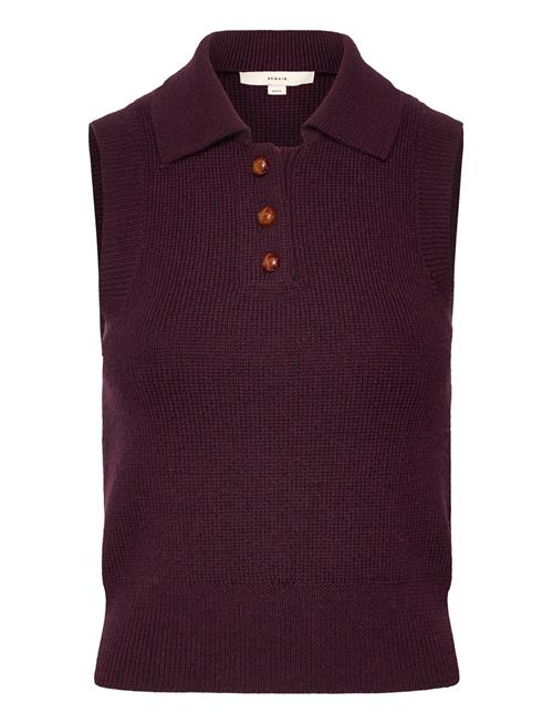 Knitted Polo Top REMAIN Birger Christensen Burgundy