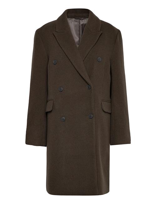 Over D Knee-Length Wool-Blend Coat Weekday Brown