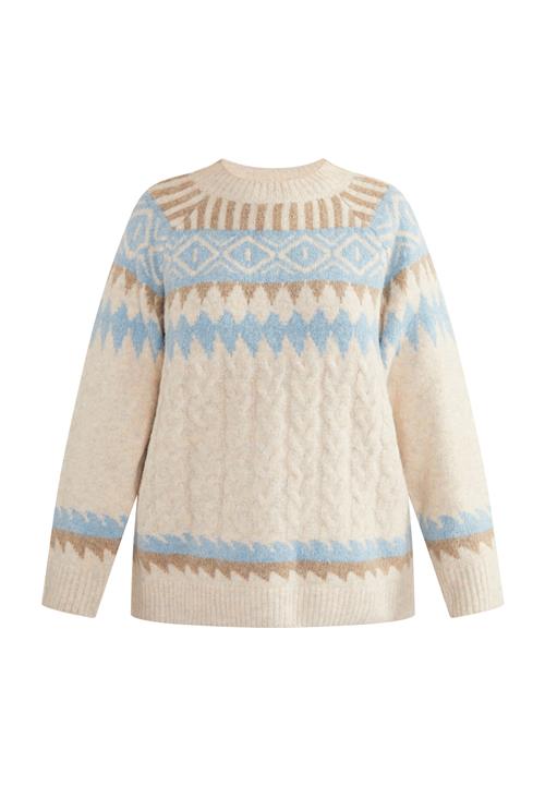 usha BLUE LABEL Pullover 'Lynnea'  lyseblå / okker / lysebrun