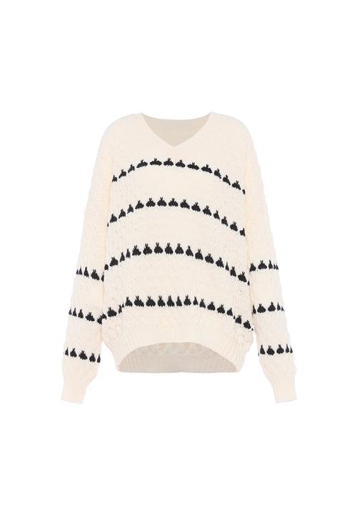 faina Pullover  sort / uldhvid