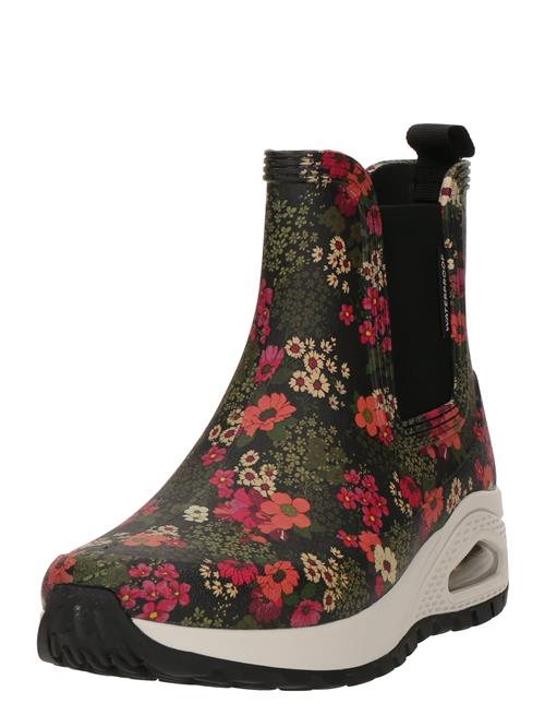 SKECHERS Gummistøvler 'UNO RUGGED-DANCING N THE RAIN'  nude / oliven / lys rød / sort