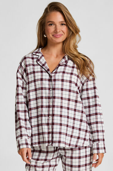 Hunkemöller Pyjamastop af flonel Hvid