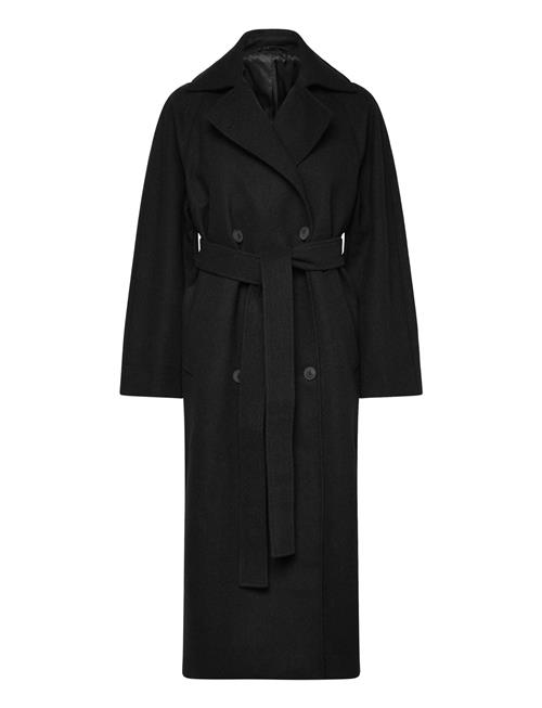Over D Wool-Blend Double-Breasted Coat Weekday Black