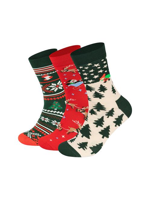 Happy Socks Sokker 'Christmas Time'  mørkegrøn / rød / offwhite