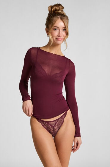 Hunkemöller super soft bådhals bluse med cashmere lilla