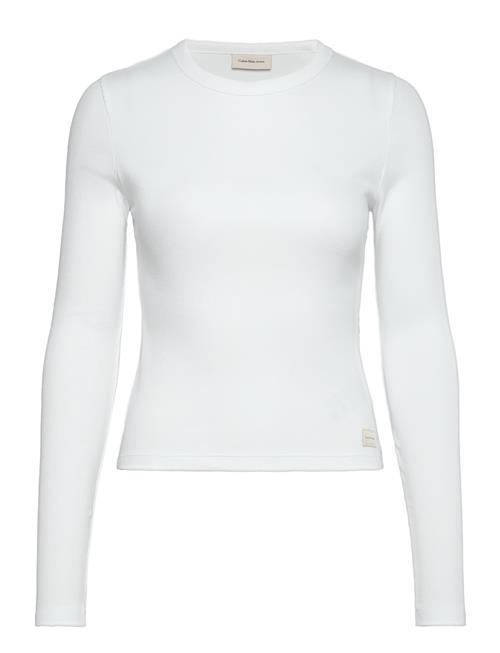 Woven Label Rib Long Sleeve Calvin Klein Jeans White
